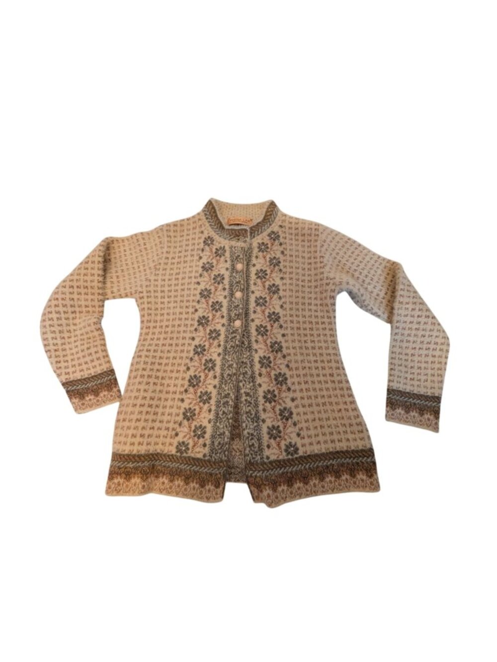 Wega Line Womens Wool Blend Nordic Style Cardigan Button Closure Bead Embellishm - Picture 11 of 14